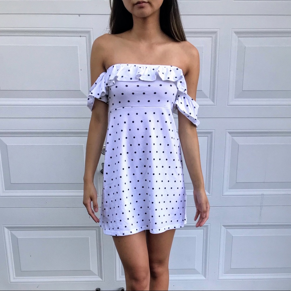 💕BABYDOLL POLKA DOT OFF SHOULDER DRESS💕